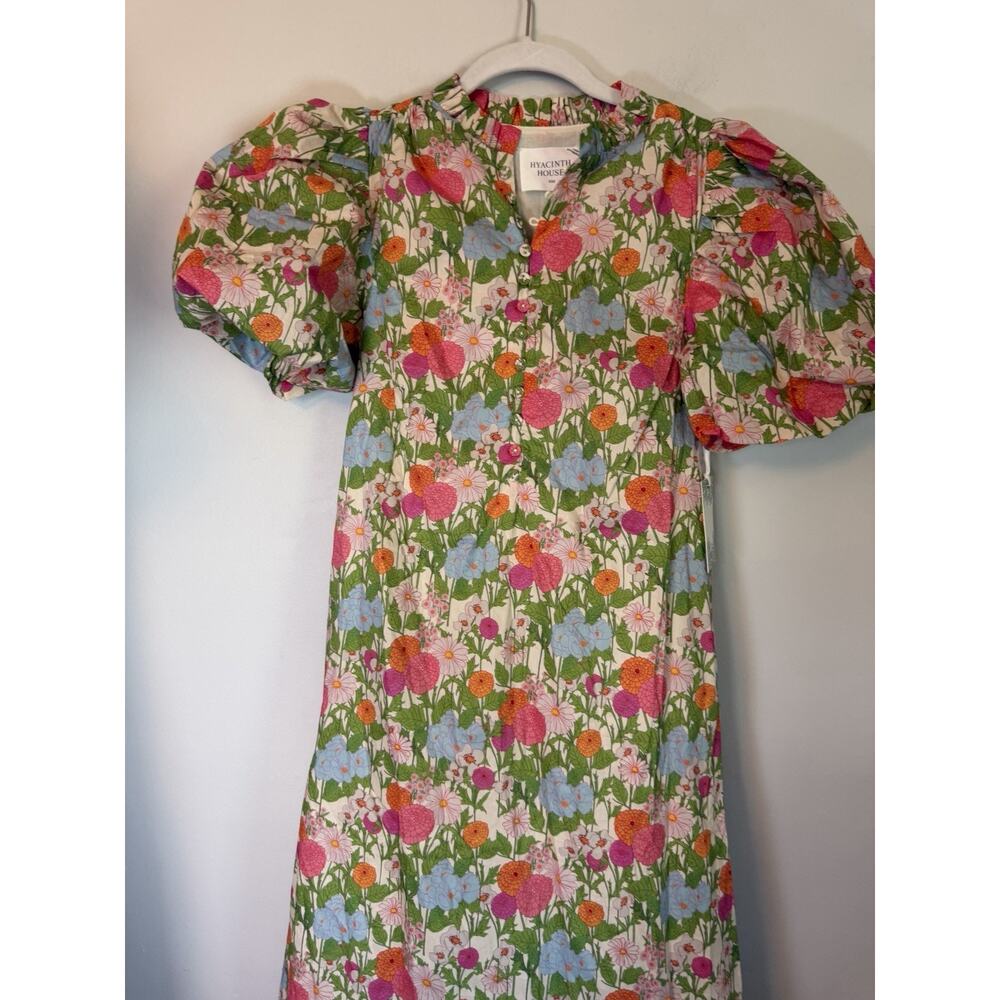 Hyacinth House Tuckernuck Louisa Midi Dress Green Begonia Floral Cotton XXS NWT - Picture 4 of 16